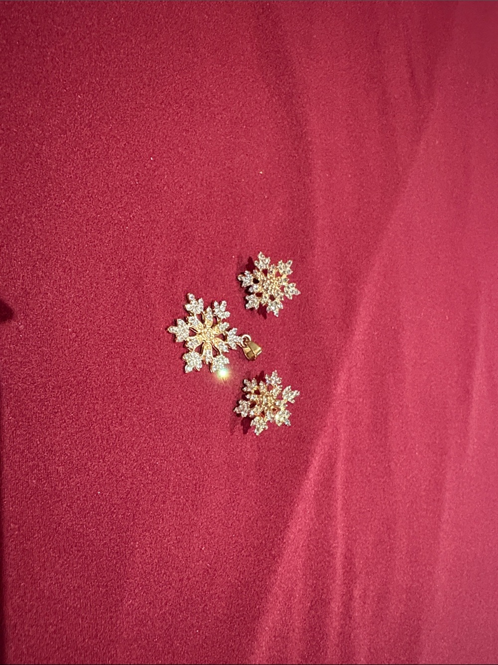 Gold Snowflake Crystal Stud Earrings - Elegant Women Jewelry